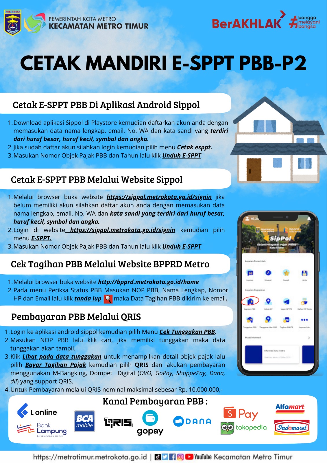 Cara Cek, Cetak dan Bayar e-SPPT PBB Kota Metro Tahun 2026