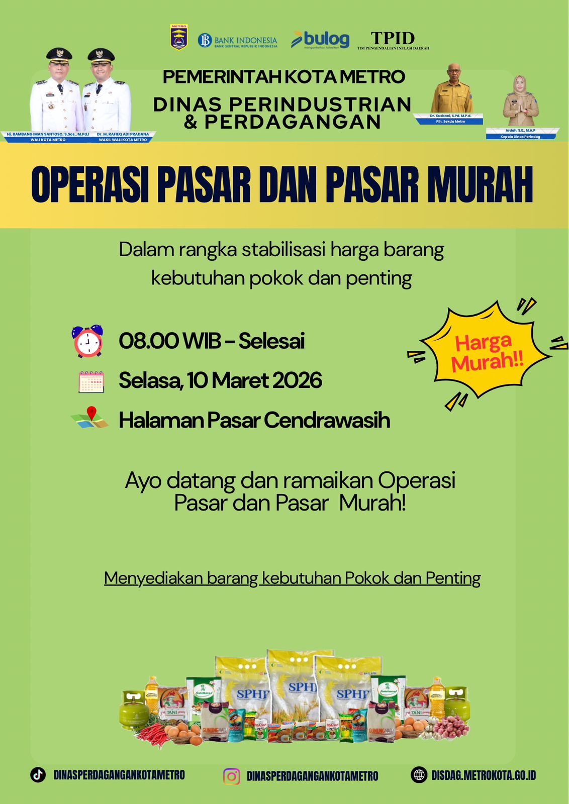 Pemkot Metro Gelar Operasi Pasar dan Pasar Murah di Pasar Cendrawasih