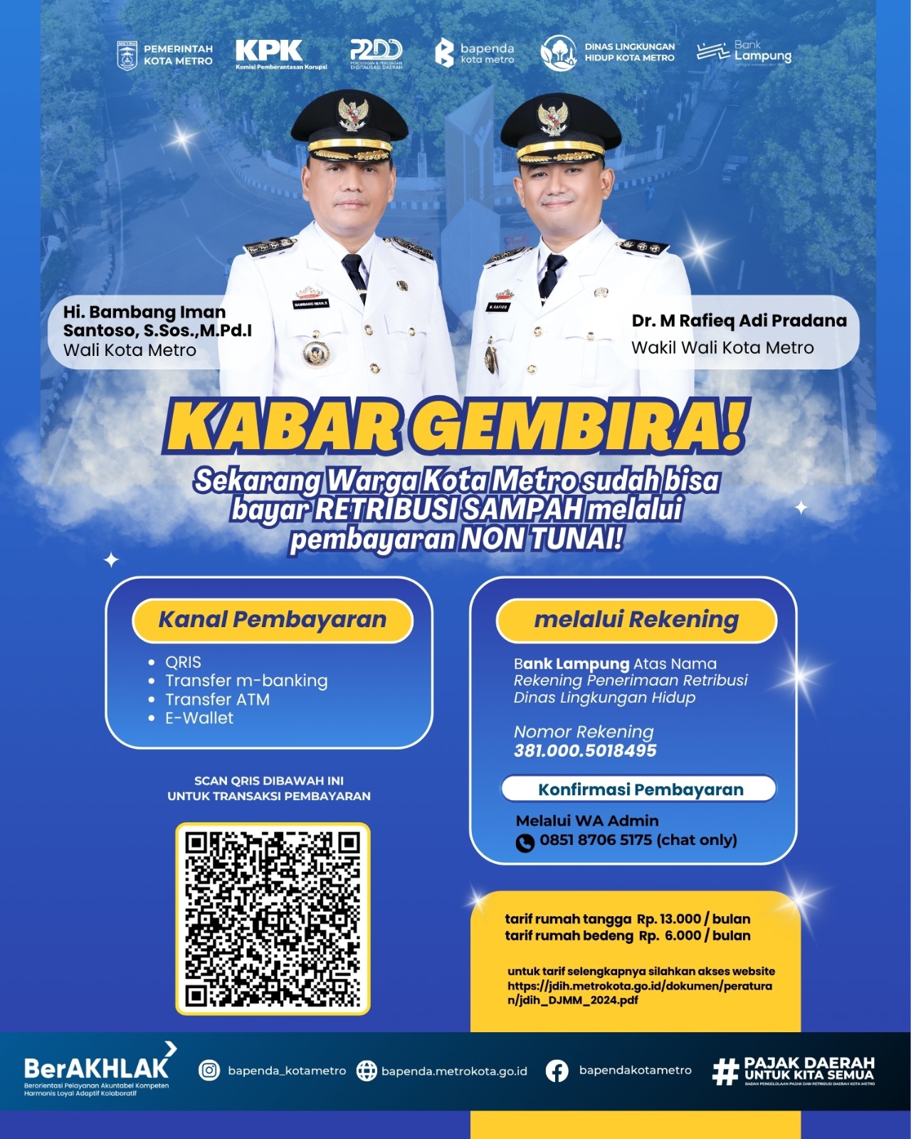 Kota Metro Permudah Pembayaran Retribusi Sampah Secara Non Tunai